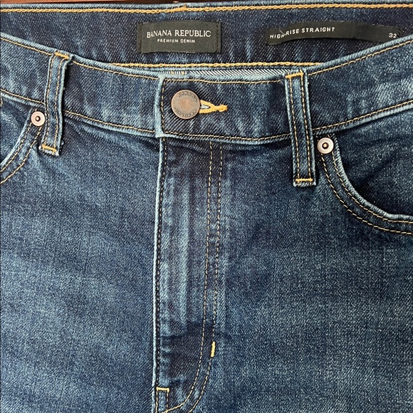 Banana Republic High Rise Straight Jeans Blue Denim Women’s Size 32 - Picture 2 of 4